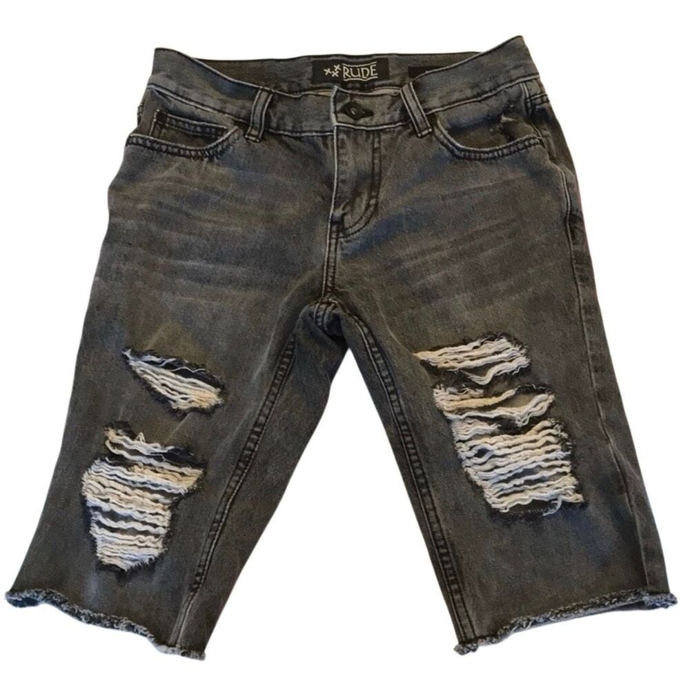 RUDE Gray Skinny Jean Shorts Men’s Size 26